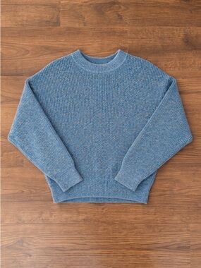 Uniqlo Marled Knit Sweater Cotton Blue Teal | Crewneck Cozy Pullover | Small
